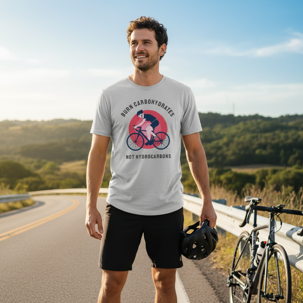 Cycling Graphic Tee For Unisex Burn Carbohydrates Not Hydrocarbons Bicycle Shirt