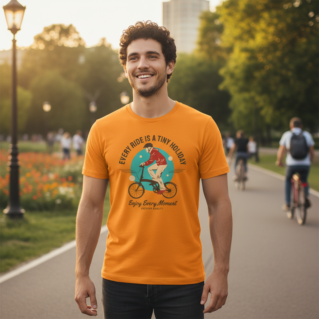 Unisex Bicycle Graphic Tee Featuring The Motivational Motto Every Ride Is A Tiny Holiday