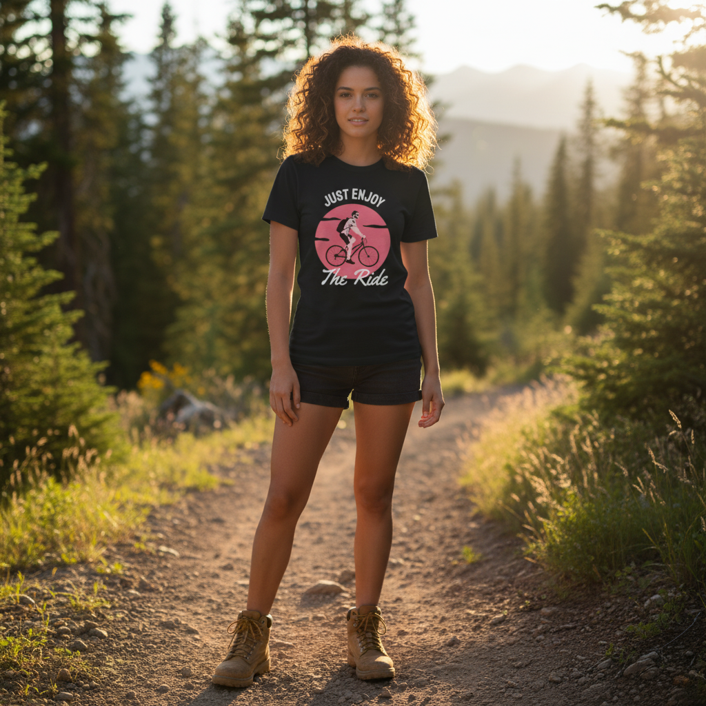 Just Enjoy The Ride Bicycle Graphic T Shirt For Unisex Casual Everyday Wear And Leisure