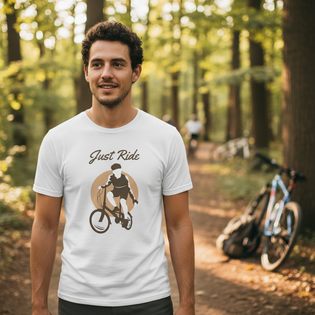 Just Ride Bicycle Graphic T Shirt For Men Women Unisex Casual Bike Enthusiast Tee