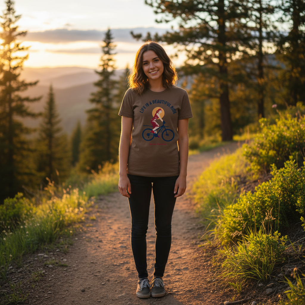 Life Is A Beautiful Ride Bicycle Graphic T Shirt For Men And Women Unisex Tee Casual Everyday Wear