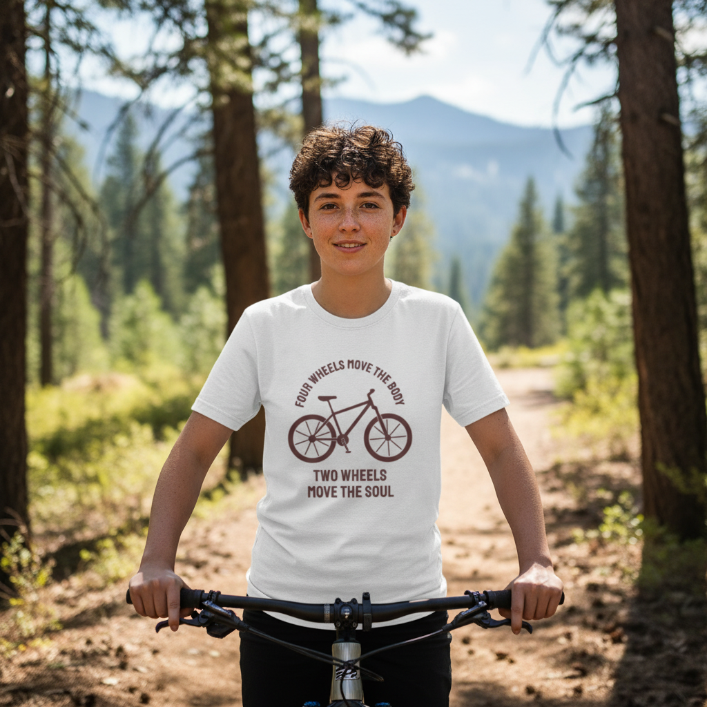 Bicycle Tee With Four Wheels Move The Body Two Wheels Move The Soul