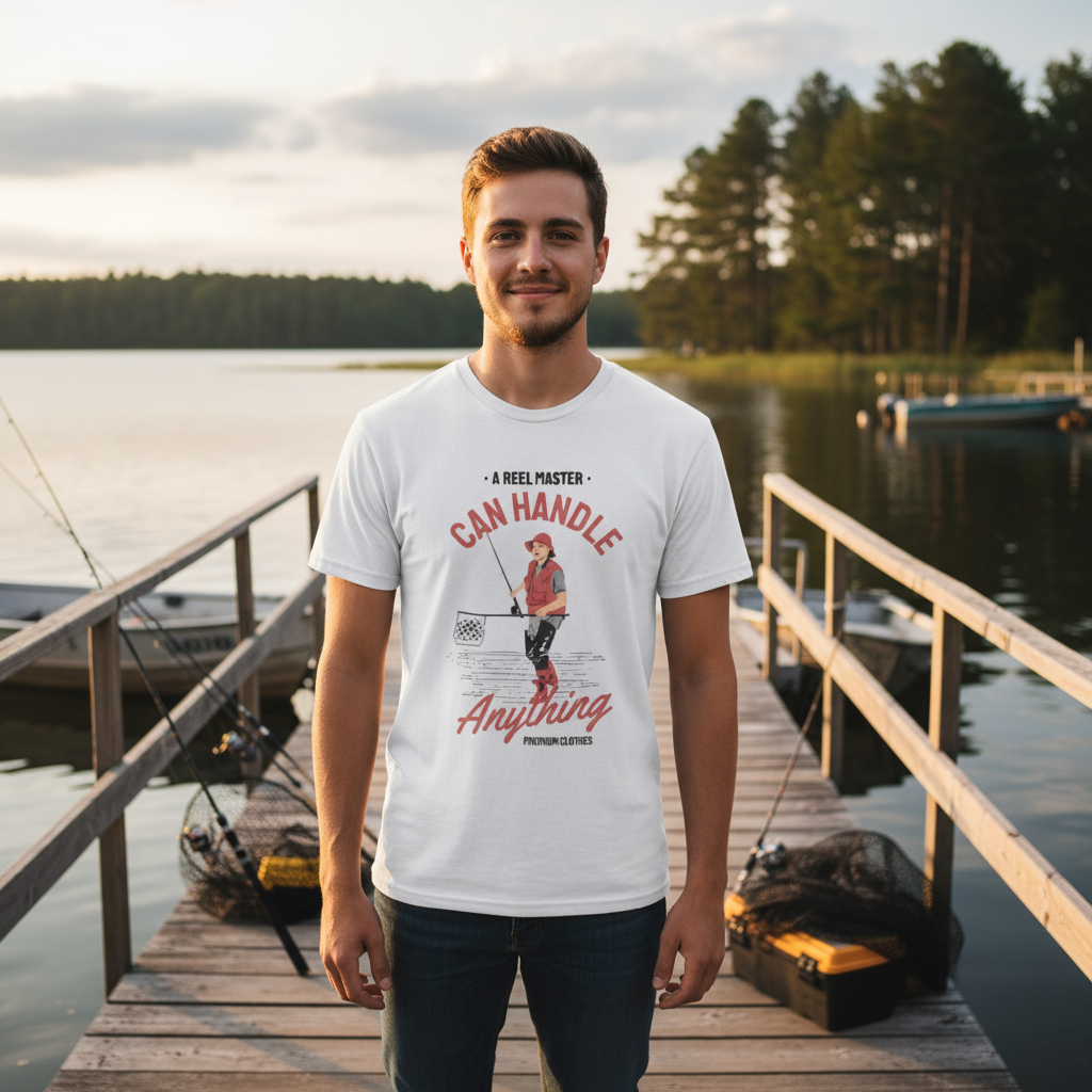 Unisex Fishing T Shirt With Can Handle Anything Design