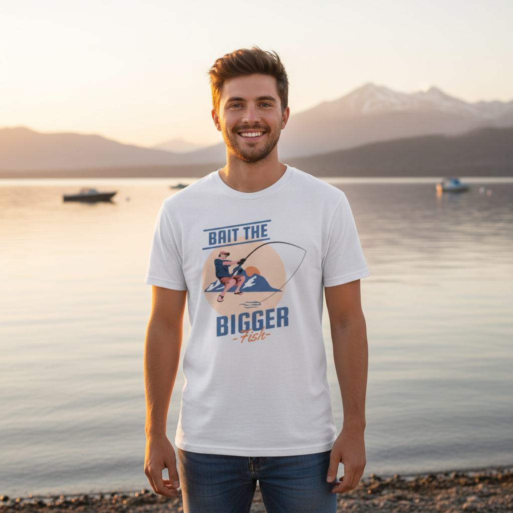 Bait The Bigger Fish Fishing Graphic Tee Unisex Casual Shirt For Anglers And Outdoor Enthusiasts