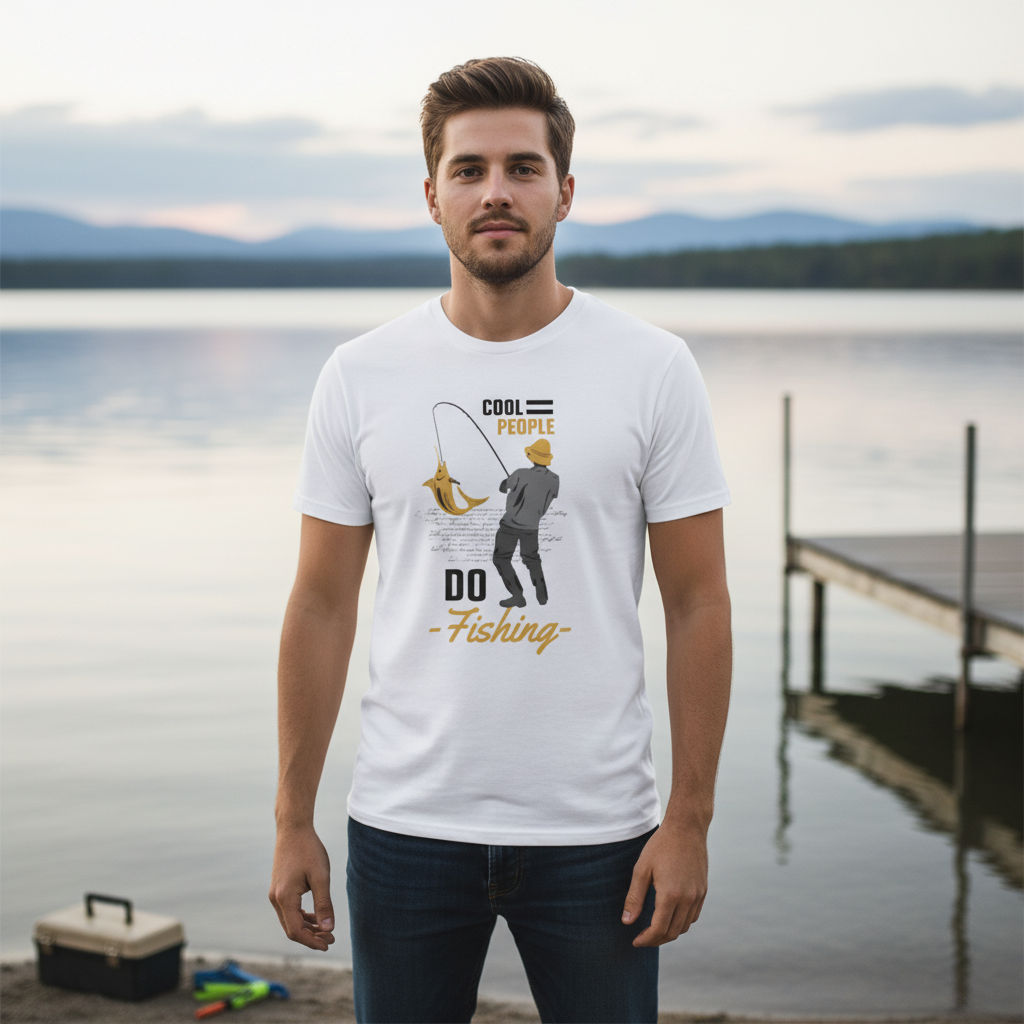 Unisex Fishing Graphic Tee Do Fishing With Cool People Design On Calm Water Scene