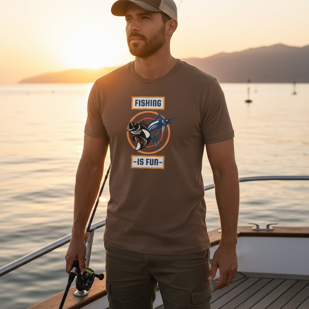 Unisex Fishing Graphic T Shirt With Dual Fish Illustration For Anglers And Outdoor Enthusiasts