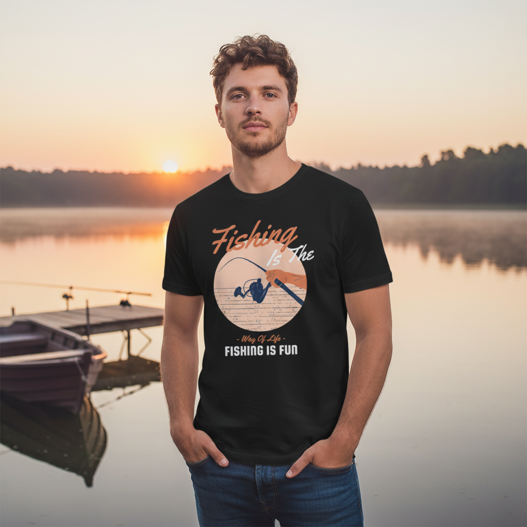 Unisex Fishing Graphic T Shirt With Fishing Is The Way Of Life And Fishing Is Fun