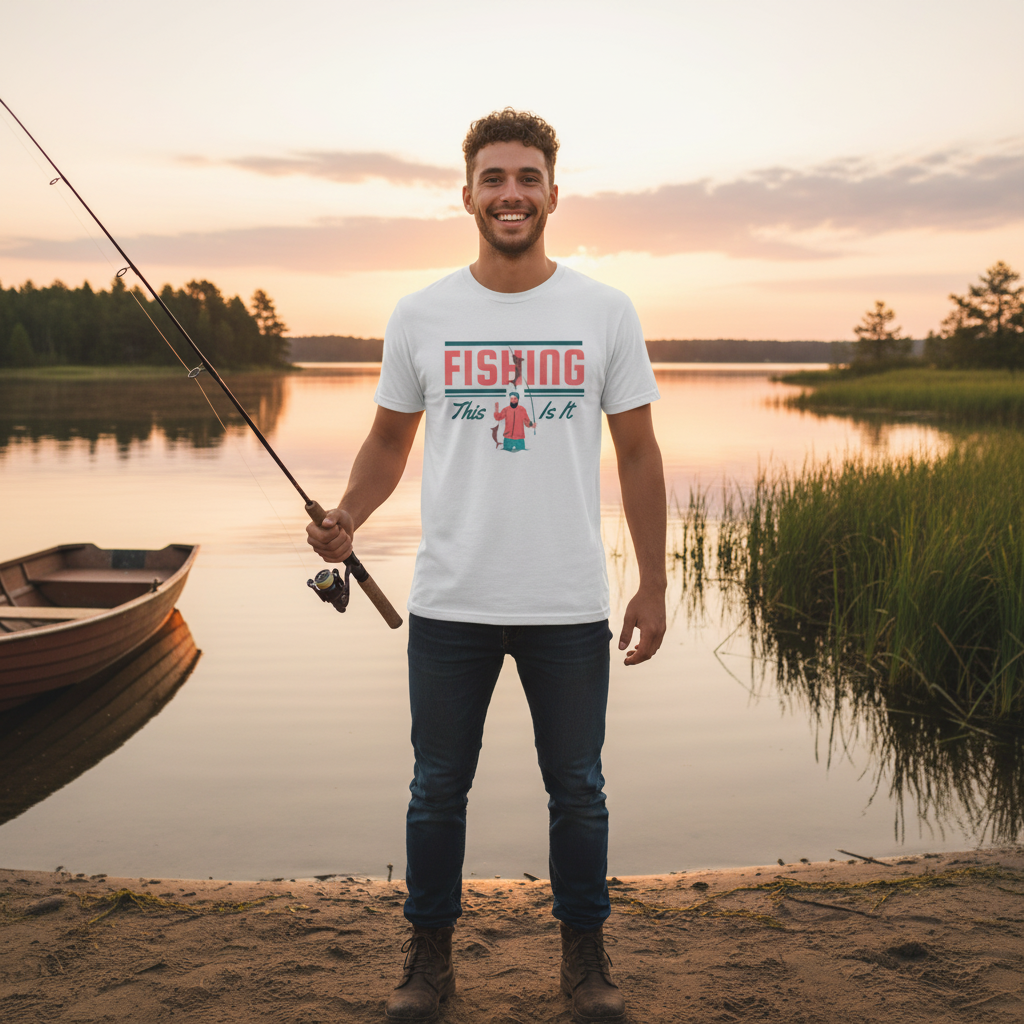 Fishing Graphic Unisex T Shirt With This Is It Design And Angler Illustration For All Anglers
