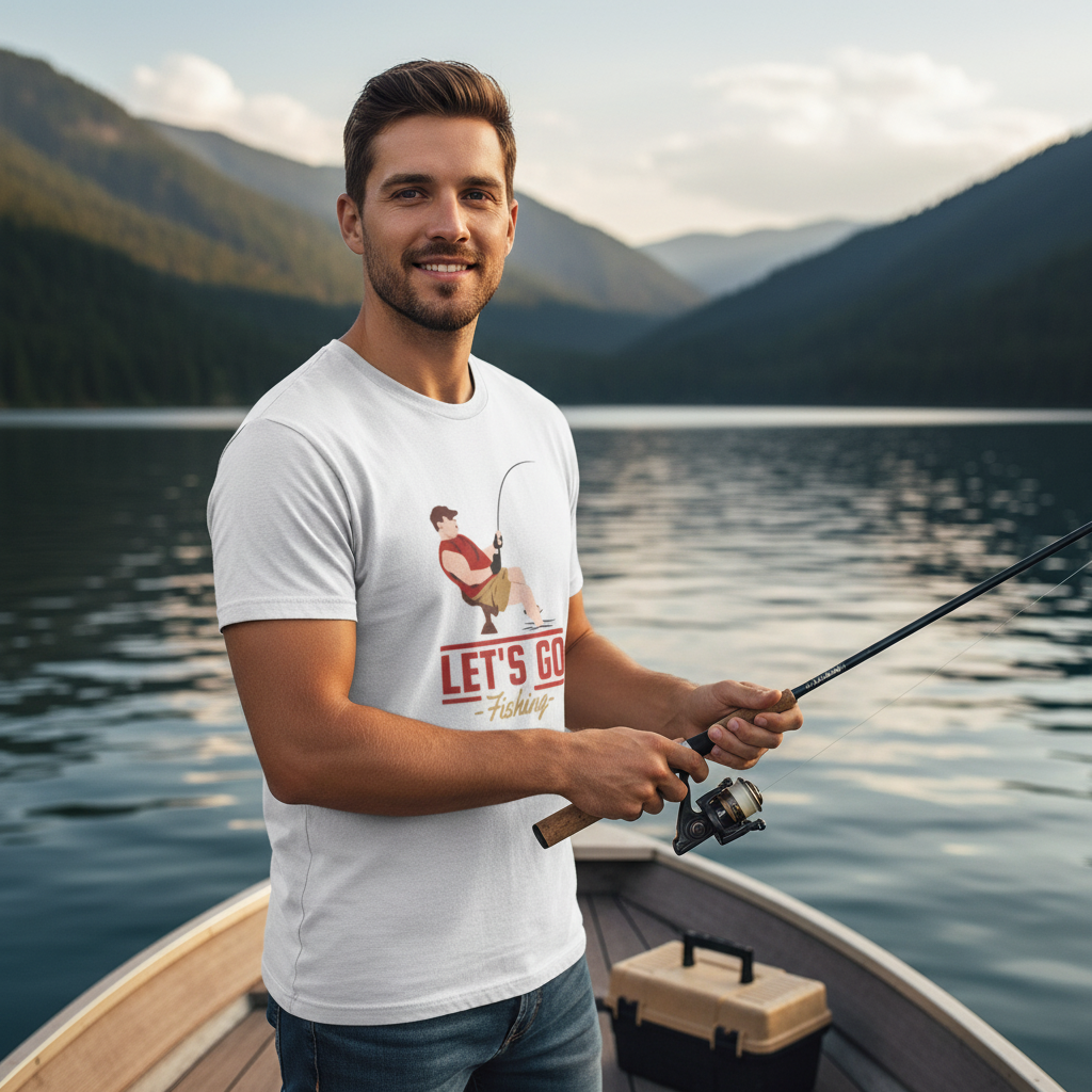Unisex Fishing Graphic Tee Lets Go Fishing Illustration For Outdoor Enthusiasts Apparel