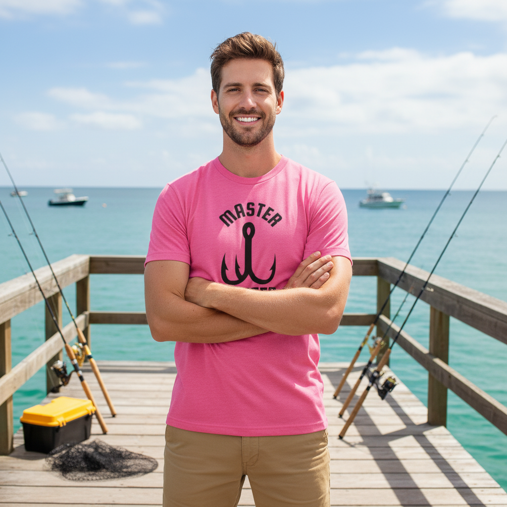 Master Baiter Fishing Tee With Hook Graphic