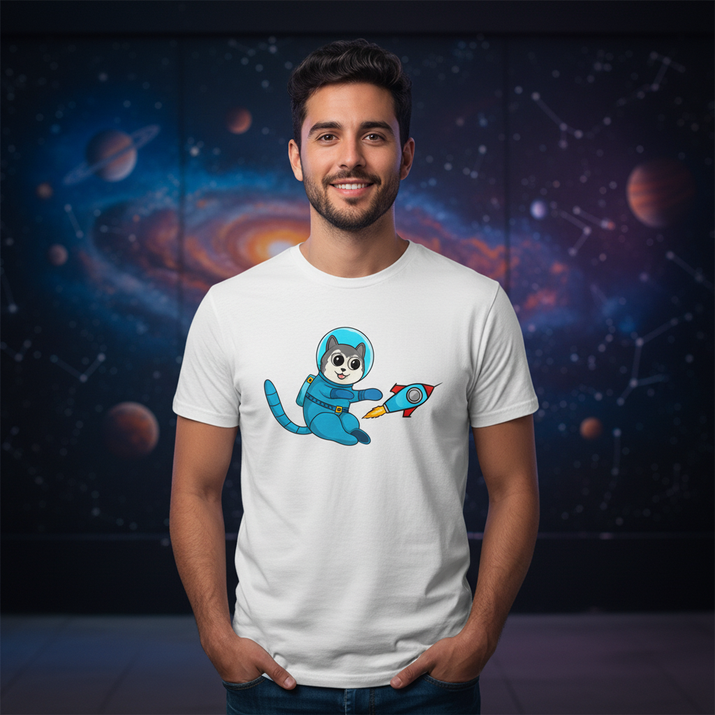 Space Panda Astronaut Cartoon T Shirt For Unisex Adults And Kids Space Animals Design
