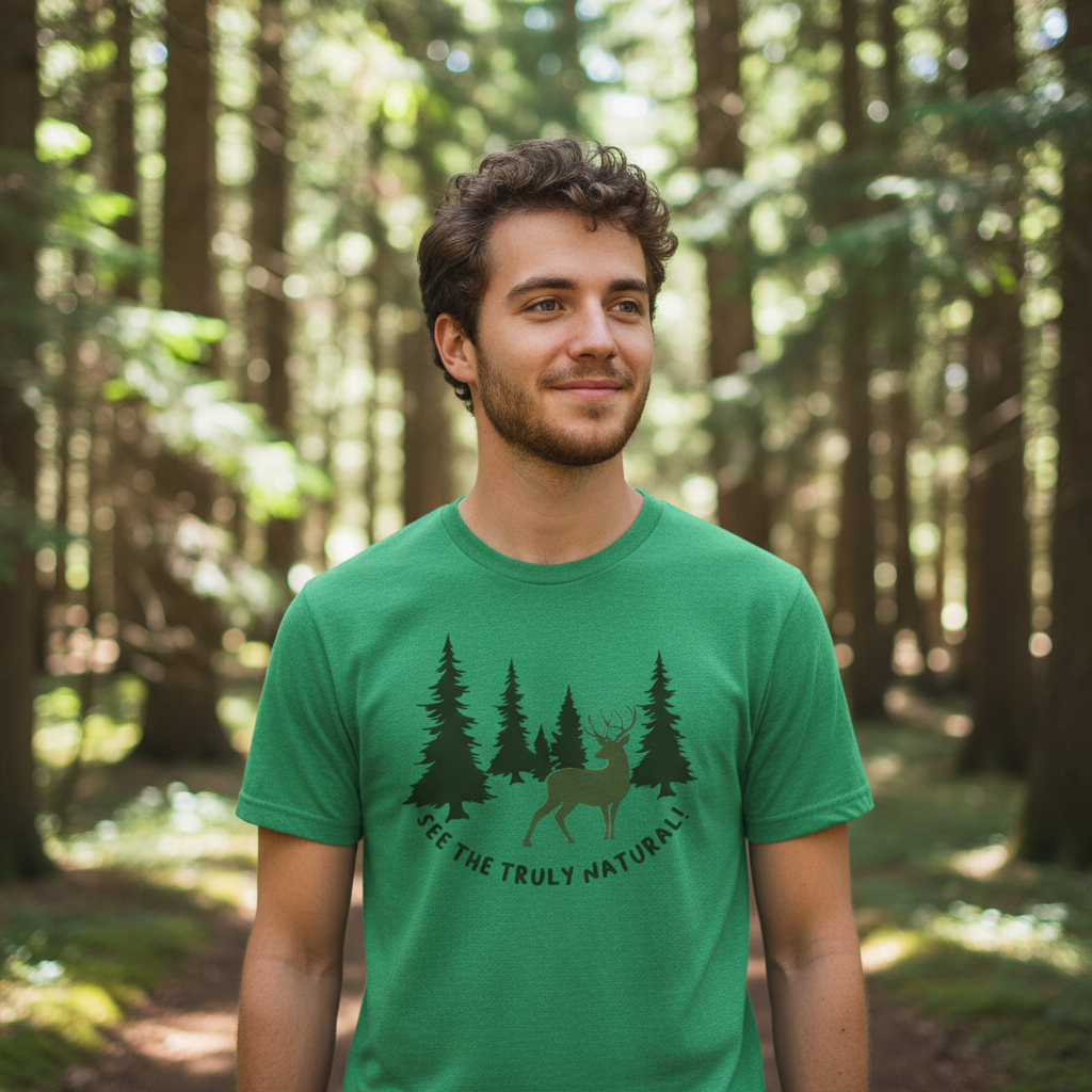 Forest Scene Deer Graphic Tee For Outdoors Enthusiasts Unisex See The Truly Natural