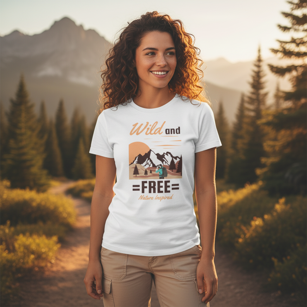 Wild and Free Nature Inspired Outdoor Unisex T Shirt for Hiking and Camping for Outdoor Enthusiasts