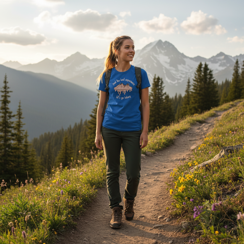 Unisex Outdoor Hiking Graphic T Shirt With Mountain Drip Illustration and Slogan
