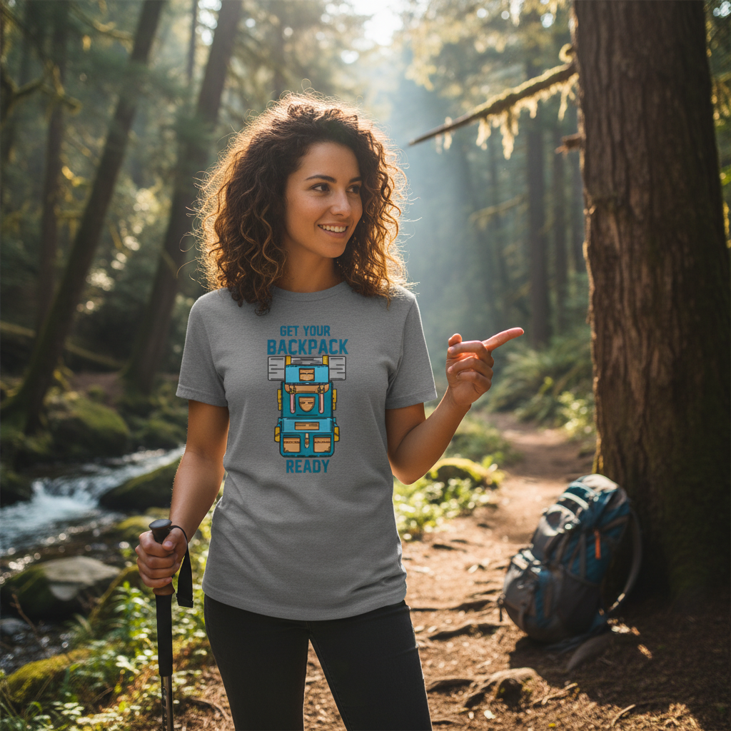 Unisex Outdoor Backpack Graphic T Shirt With Colorful Adventure Backpack Illustration