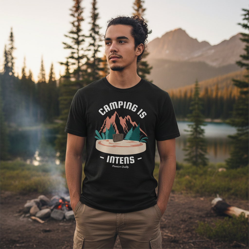 Camping Is For Adventurers Mountain Forest Landscape Graphic T Shirt For Outdoors Enthusiasts Unisex