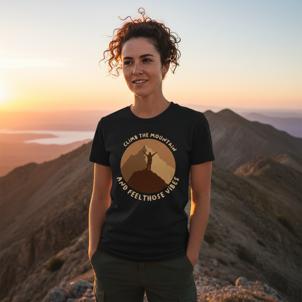 Unisex Outdoor Mountain Graphic T Shirt With Climb The Mountain And Feel Those Vibes