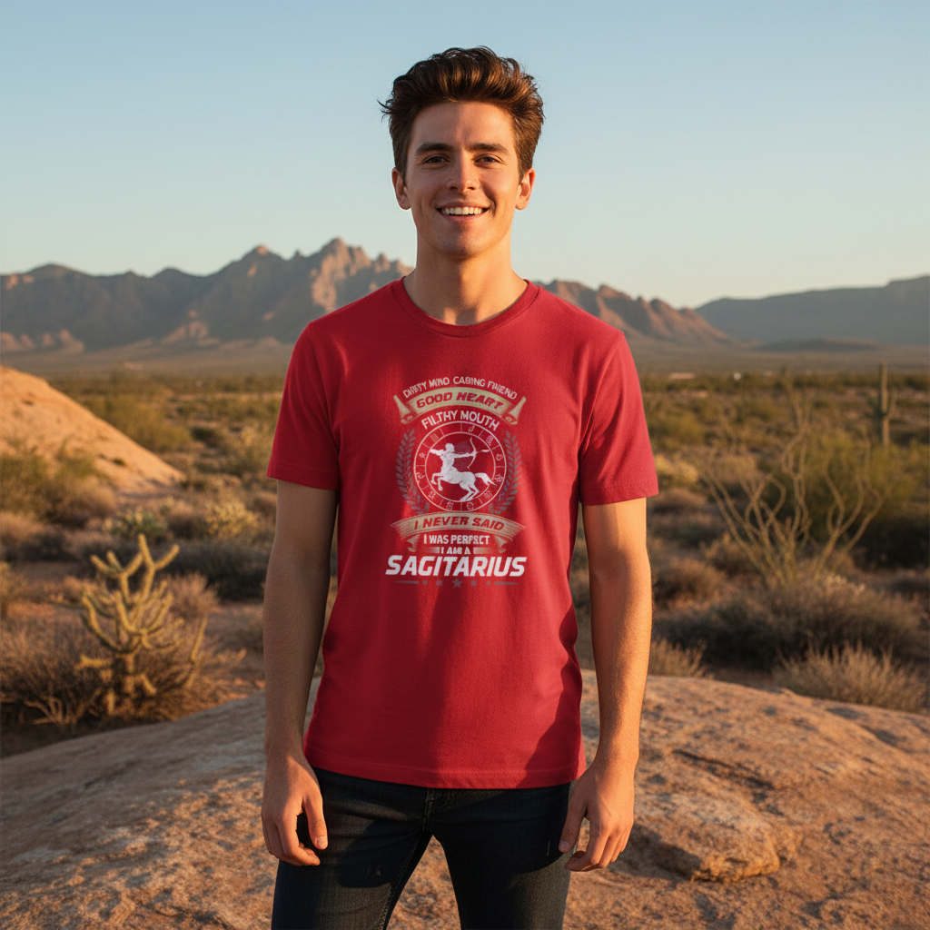 Sagittarius Zodiac Graphic Tee For Unisex Adults With Classic Emblem And Laurel Wreath Detailing