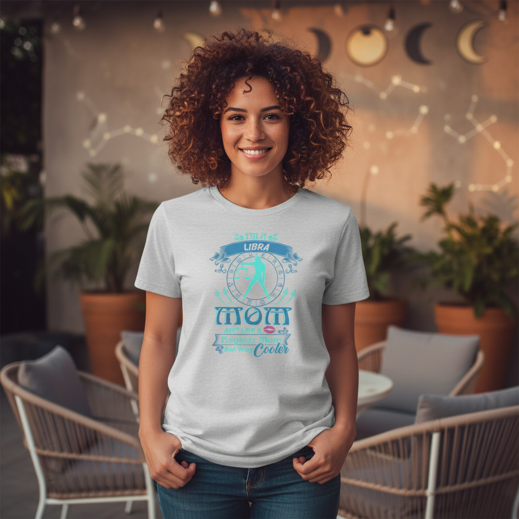Libra Zodiac Mom Graphic Tee Unisex Design With Circle Symbol And Quote Just Like A Regular Mom But Way Cooler