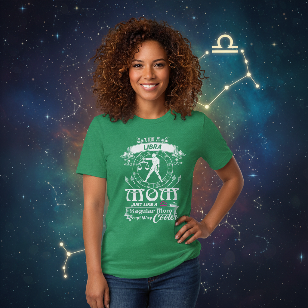 Libra Zodiac Unisex T Shirt With Crest Design And Just Like A Regular Mom But Way Cooler