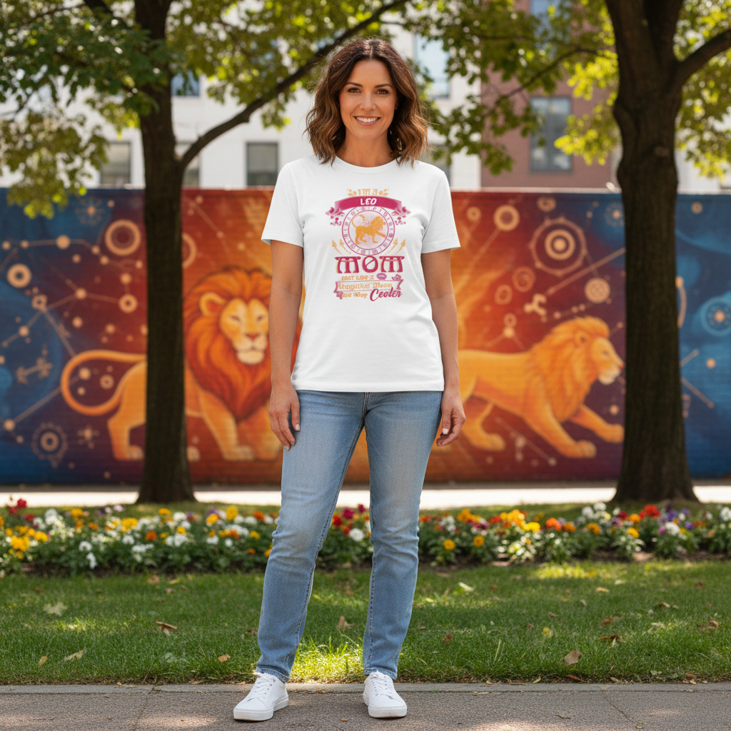 Leo Zodiac Unisex T Shirt With Mom Design Just Like A Regular Mom But Way Cooler