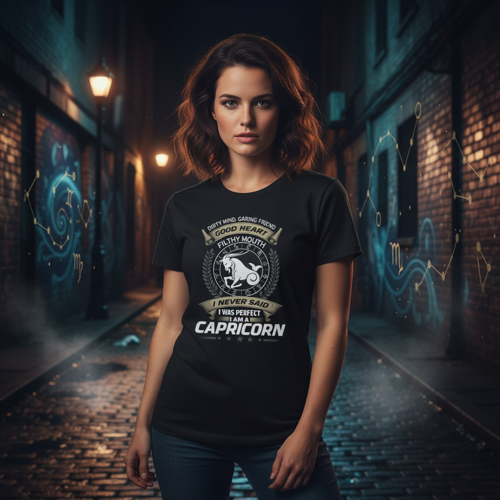 Capricorn Zodiac Unisex Graphic Tee With Emblem And Laurel Wreath Design For Astrology Fans