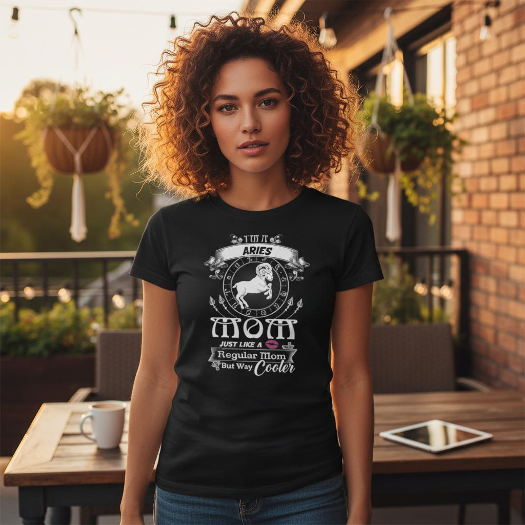 Aries Zodiac Ram Graphic Tee For Moms Unisex Casual Tee With Just Like A Regular Mom But Way Cooler Phrase