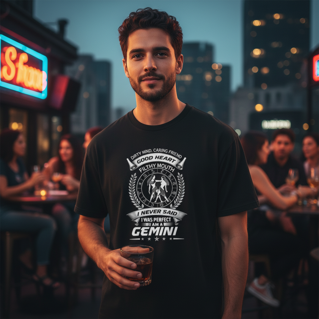 Gemini Zodiac Unisex Graphic Tee Featuring Emblem And Stylized Crest Artwork Design