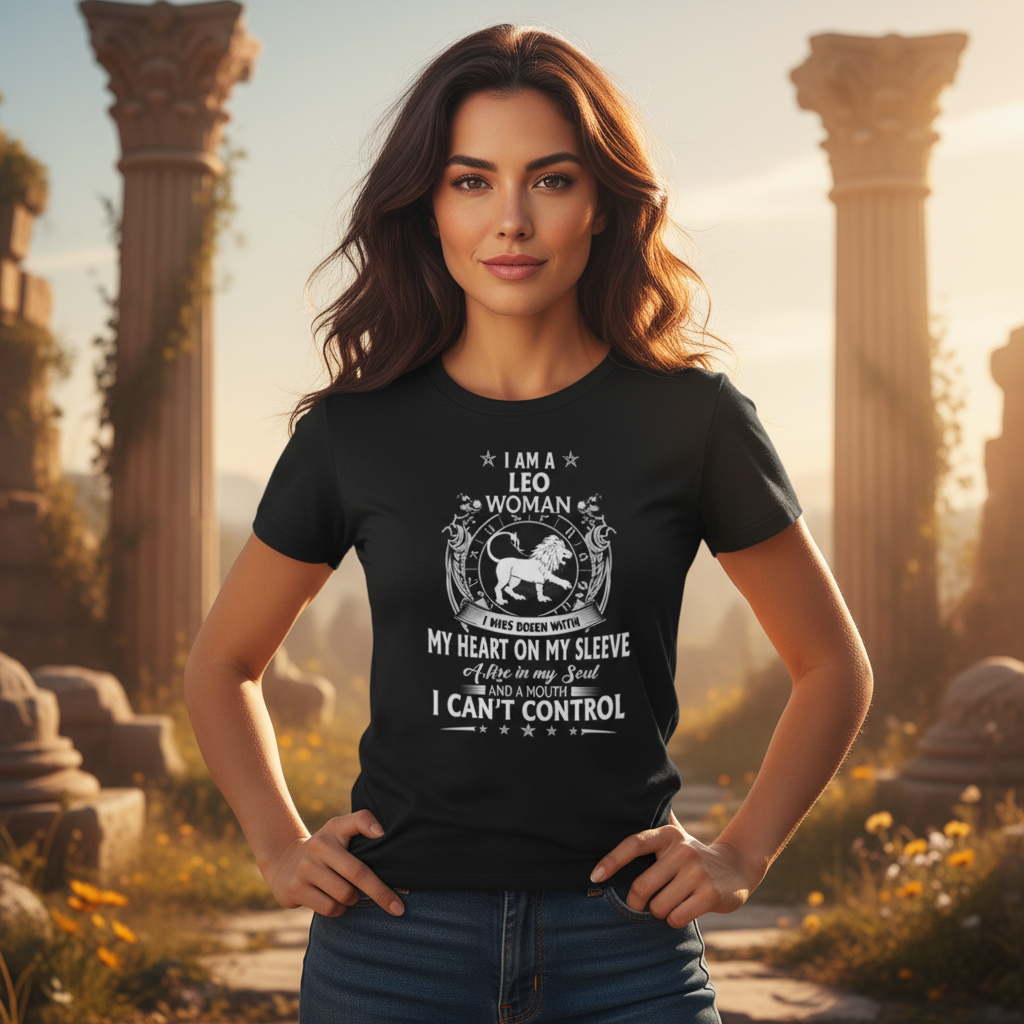 Leo Zodiac Woman Unisex T Shirt With Crest Emblem And I Am A Leo Woman Quote Graphic Design