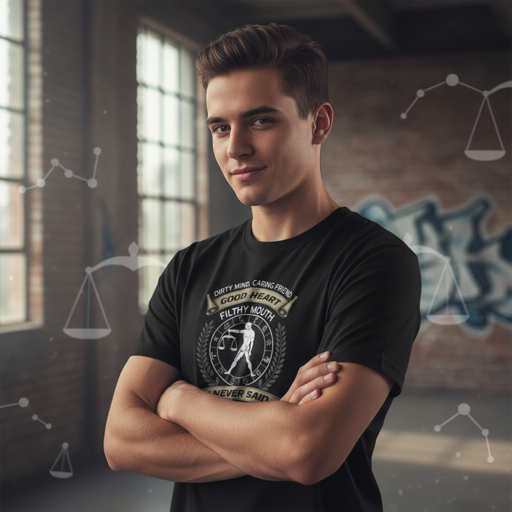 Libra Zodiac Graphic Tee For Men And Women Unisex Casual Comfort With Circle Emblem And Script