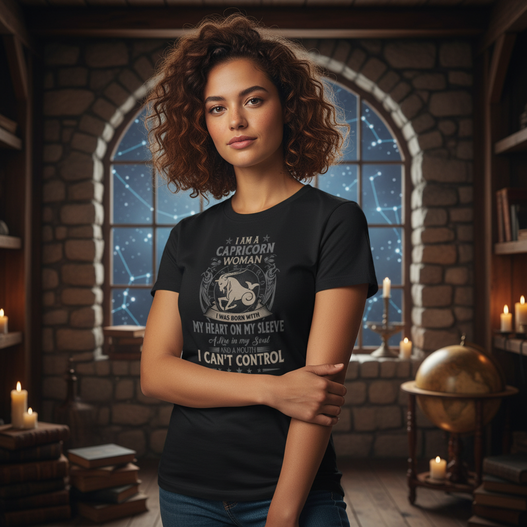 Capricorn Woman Zodiac Graphic T Shirt Unisex I Was Born With My Heart On My Sleeve