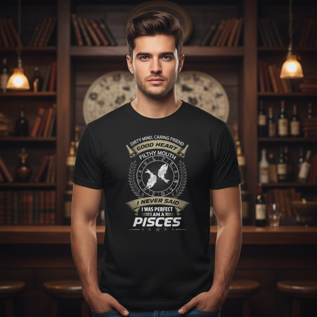 Pisces Zodiac Unisex Graphic Tee Featuring Emblem And Pisces Symbol For Astrology Fans