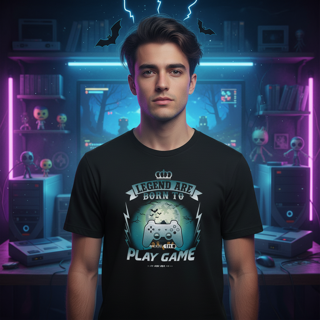 Unisex Gaming Graphic T Shirt With Legend Are Born To Play Game Artwork For Gamers