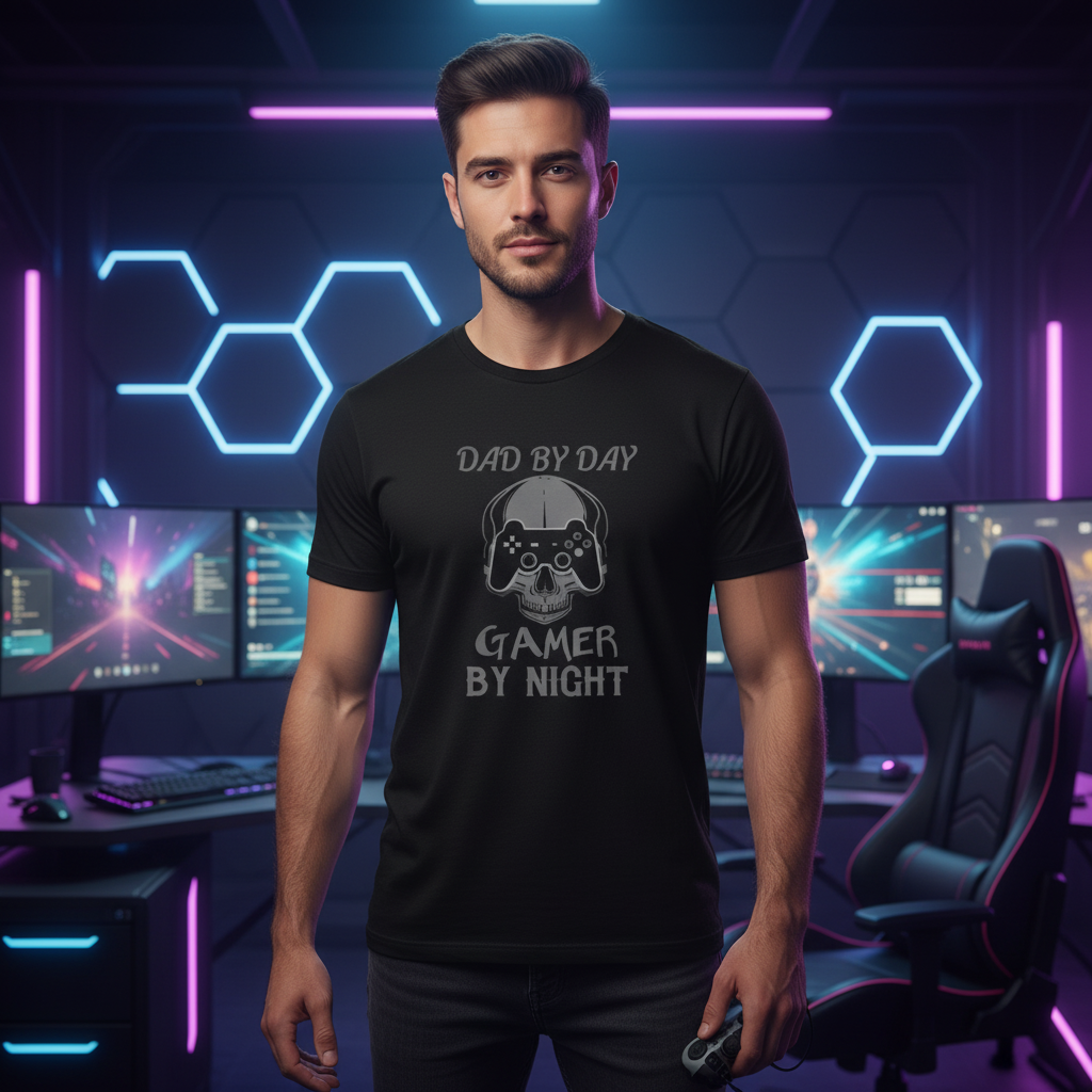 Dad By Day Gamer By Night Graphic T Shirt