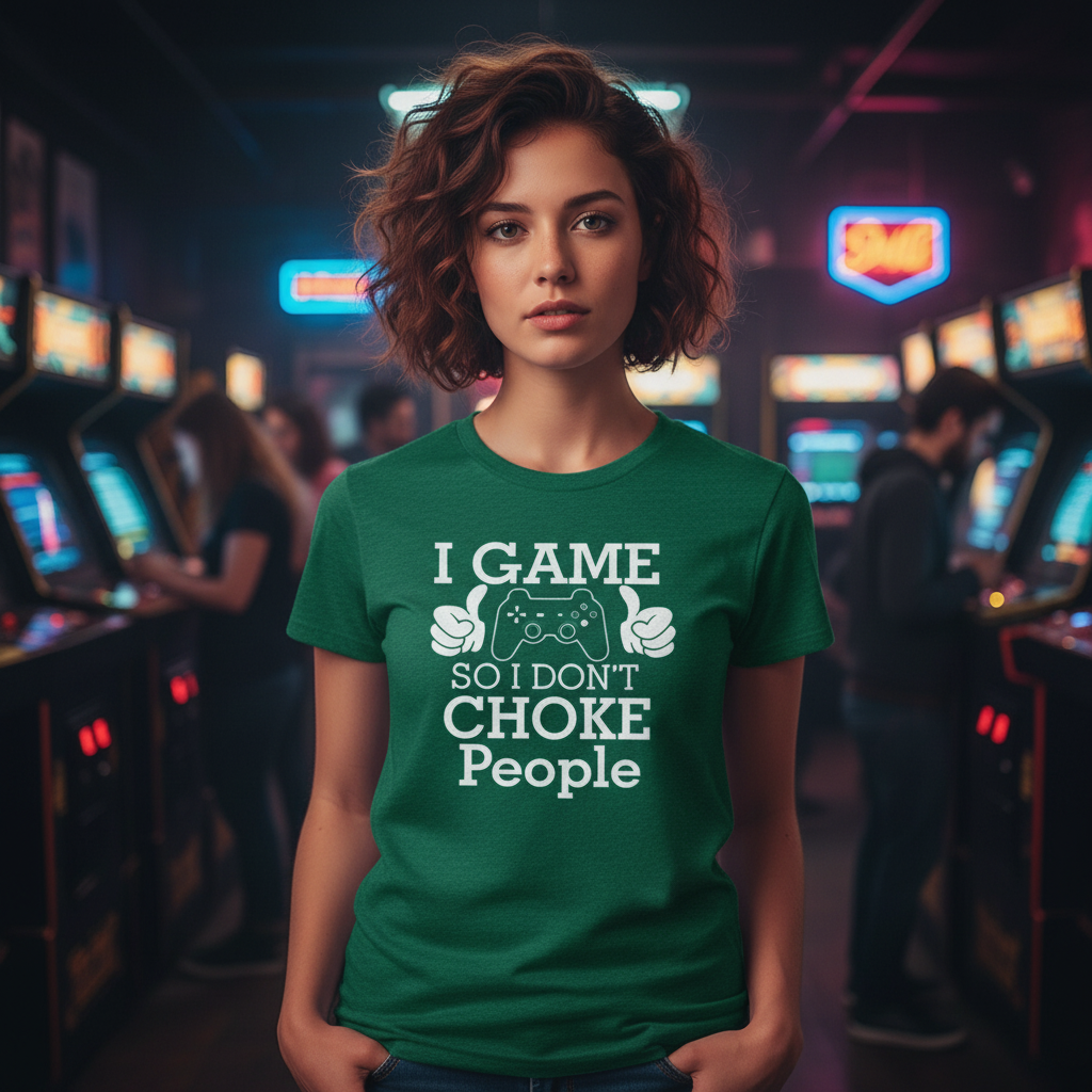 Unisex Gamer Tee With I Game So I Don't Choke People And Controller Graphic Design