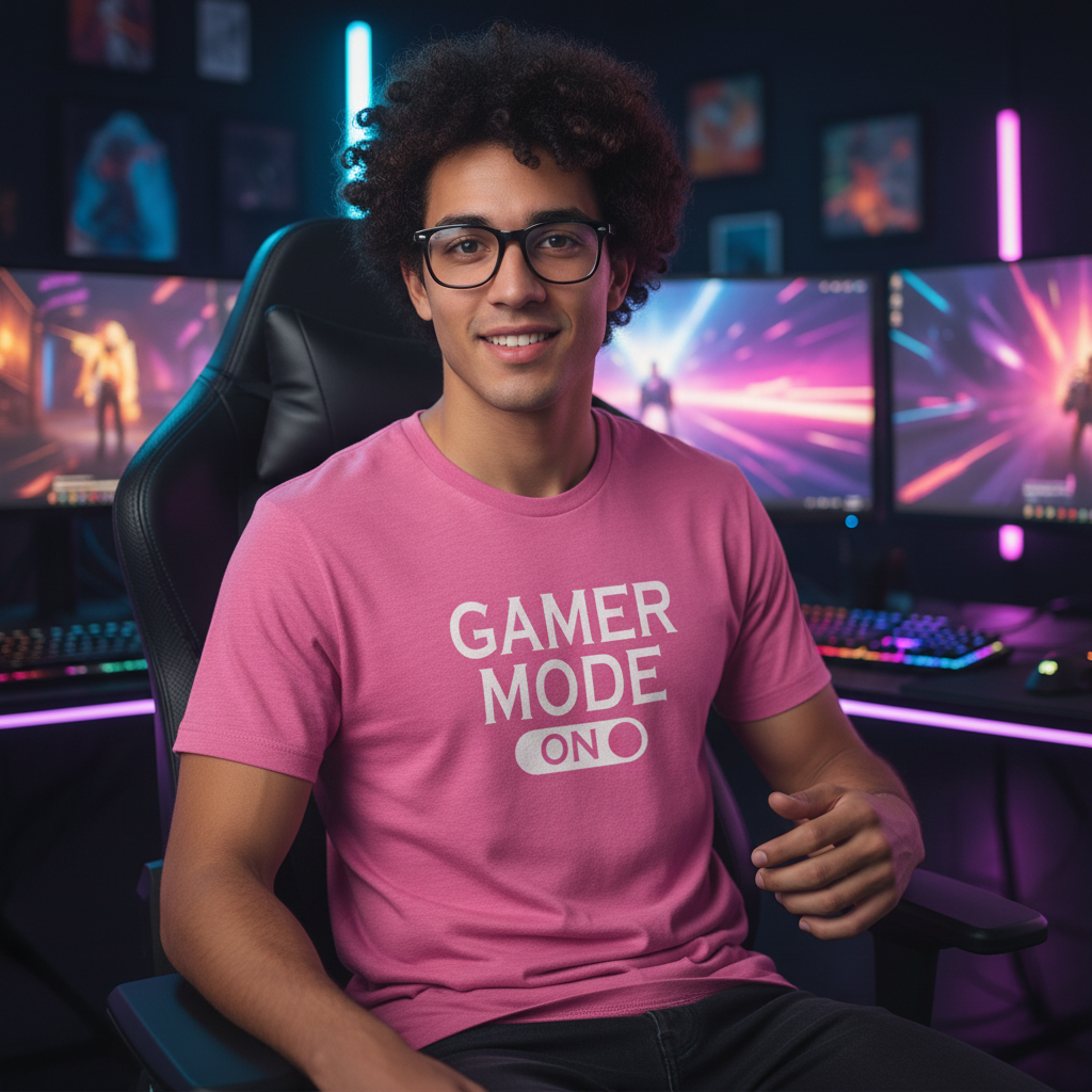 Gamer Mode On Graphic T Shirt For Unisex Adults, Casual Short Sleeve Tee For Gamers