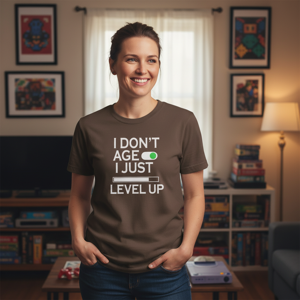 I Don't Age I Just Level Up Unisex Gamer Slogan Graphic Tee