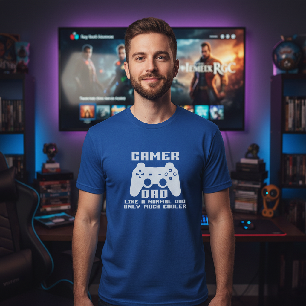 Unisex Gamer Graphic Tee With Console Controller Illustration And Retro Pixel Text Design