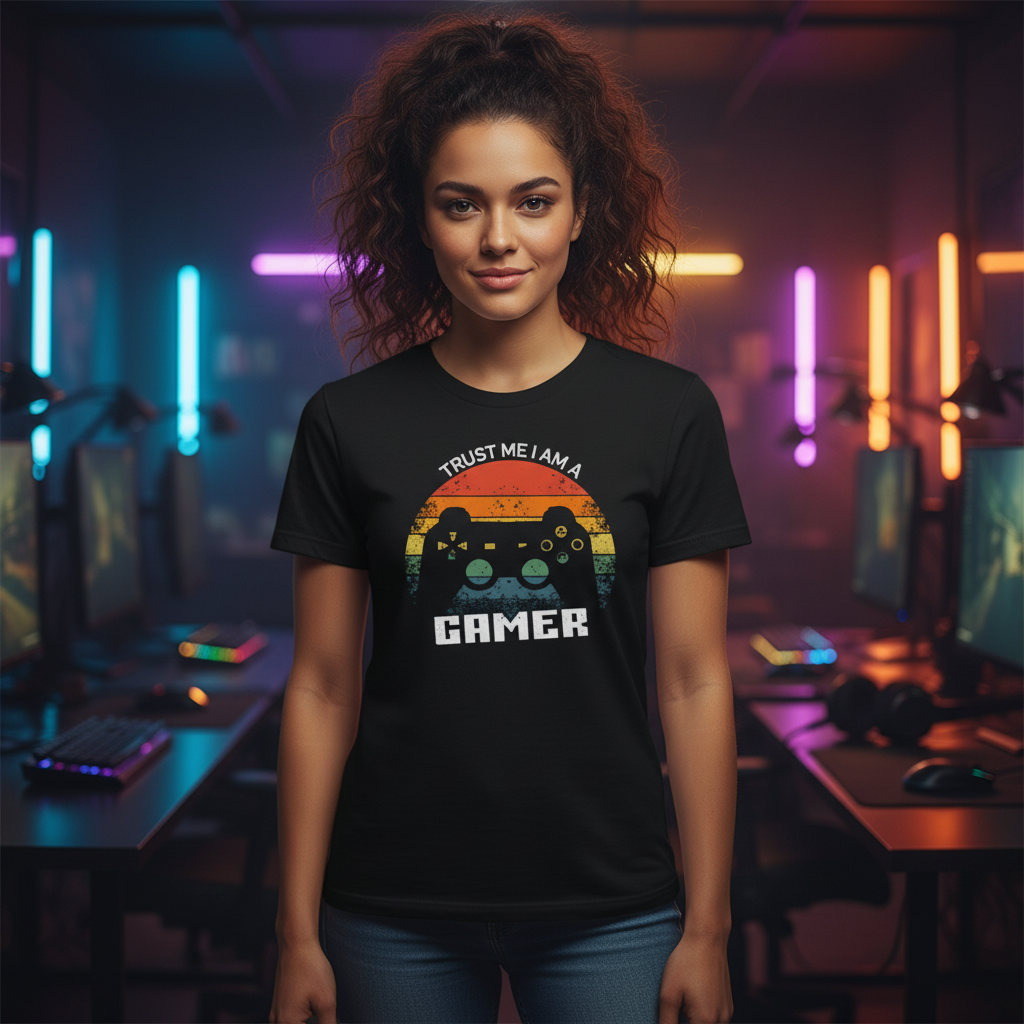 Unisex Gamer T Shirt With Retro Rainbow Controller Graphic For Casual Wear And Video Game Fans