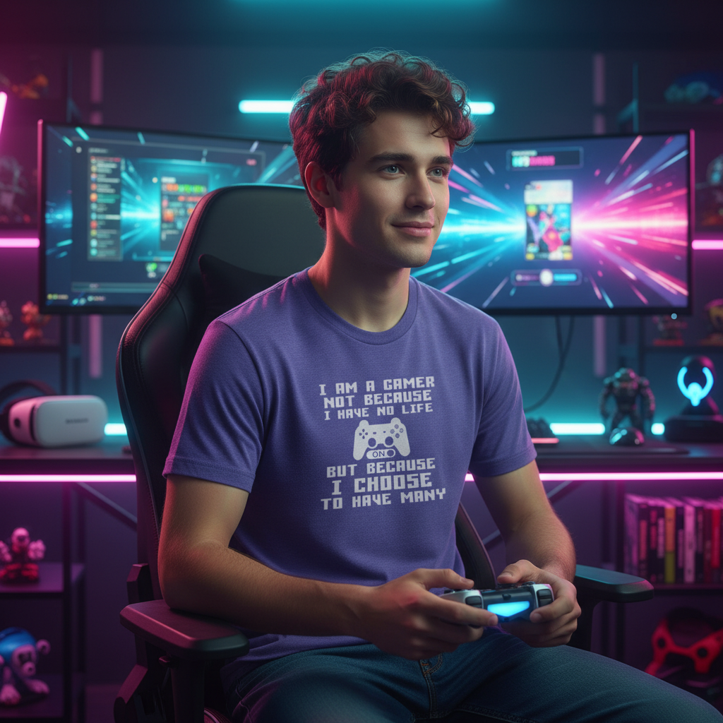 Unisex Gamer Graphic T Shirt With Controller Image And Playful Quote Design For Gamers