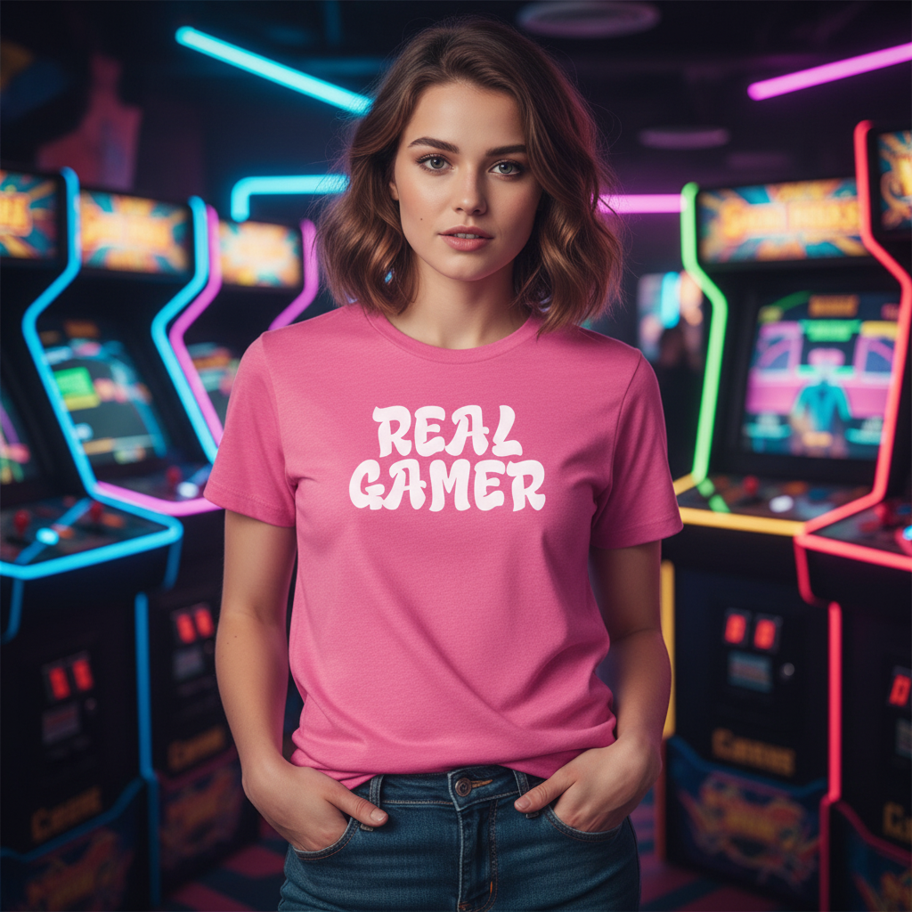 Real Gamer Graphic Tee For Men And Women Unisex Short Sleeve Shirt For Casual Gaming