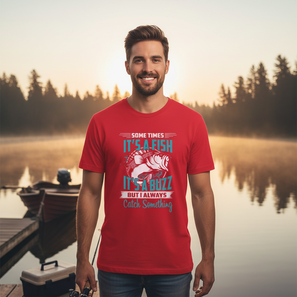 Unisex Fishing T Shirt With It's A Fish It's A Buzz Catch Something Graphic Tee For Anglers