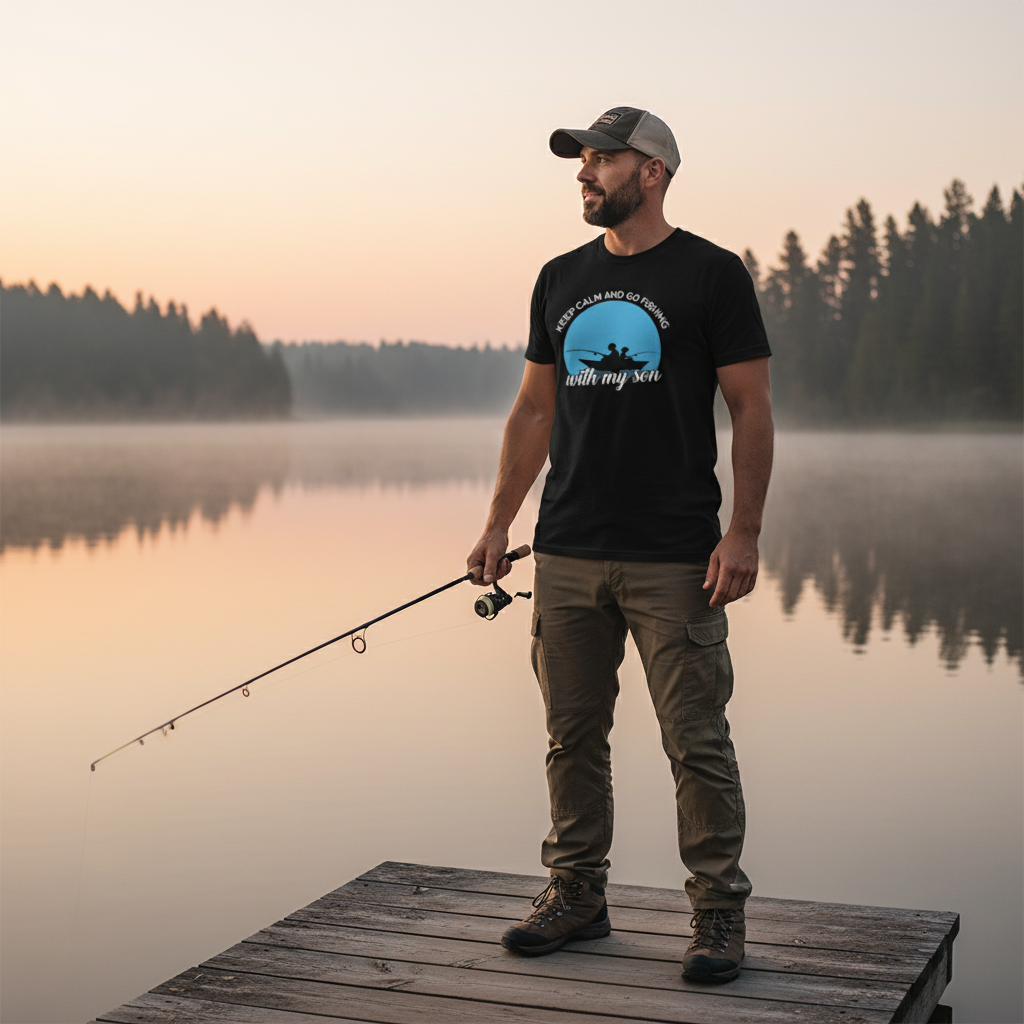 Keep Calm And Go Fishing With My Son Graphic Tee For Family Fishing Adventures And Memories