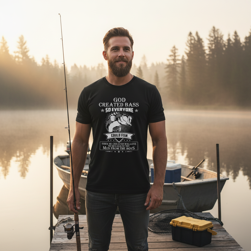 Unisex Fishing T Shirt With Bass Graphic And Outdoor Adventure Print Perfect For Anglers
