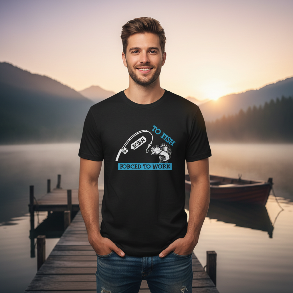 Born To Fish Forced To Work Graphic Tee For Fishermen And Anglers Unisex Short Sleeve