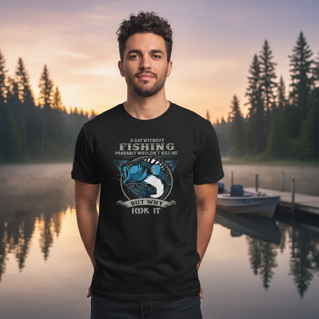Unisex Fishing Graphic T Shirt With Large Blue Bass Illustration And Classic Fishing Quote For Outdoor Enthusiasts