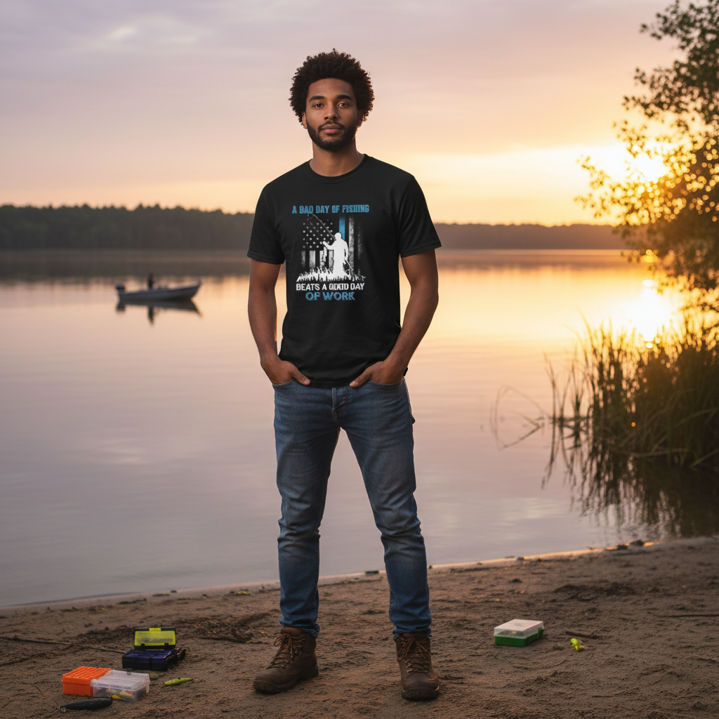 Unisex Fishing Themed Graphic T Shirt Slogan A Bad Day Of Fishing Beats A Good Day Of Work