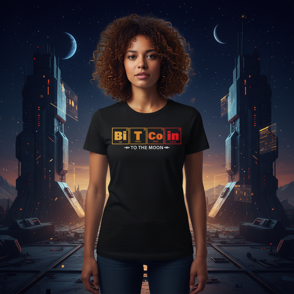 Crypto Unisex T-Shirt With Periodic Table Style Bitcoin Elements Design For Cryptocurrency Fans