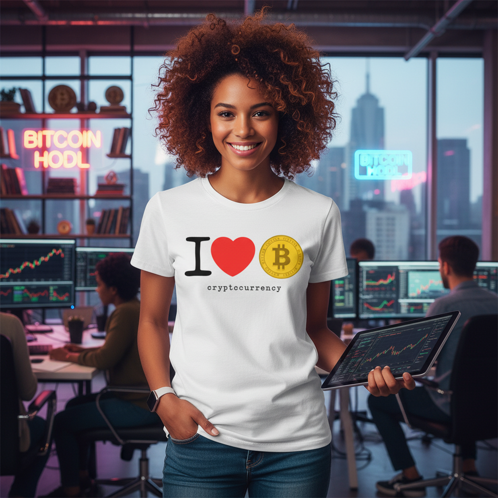 Unisex Cryptocurrency T Shirt With Bitcoin Emblem And I Love Bitcoin Design For Fans