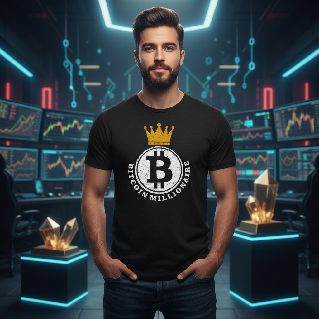 Bitcoin Crown Logo Graphic T Shirt For Crypto Enthusiasts Unisex Tee With Vintage Finish